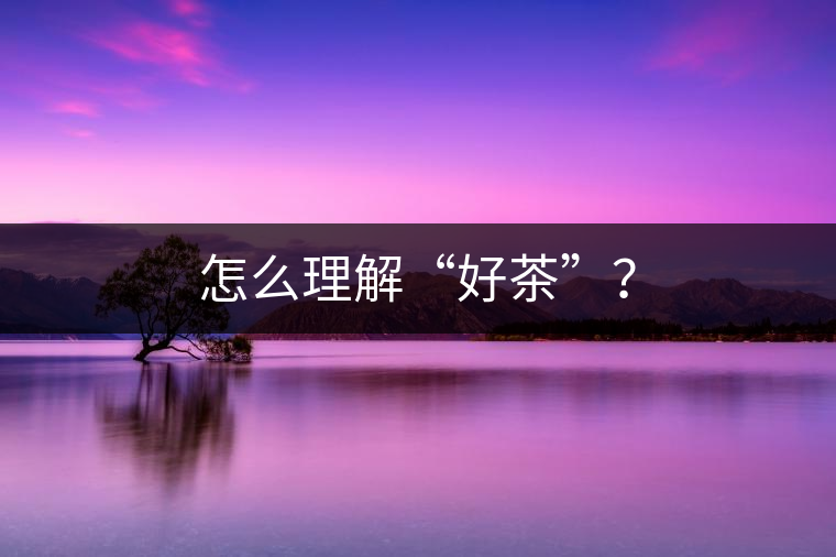 怎么理解“好茶”？