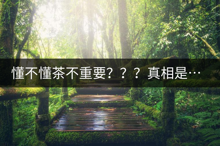 懂不懂茶不重要？？？真相是……