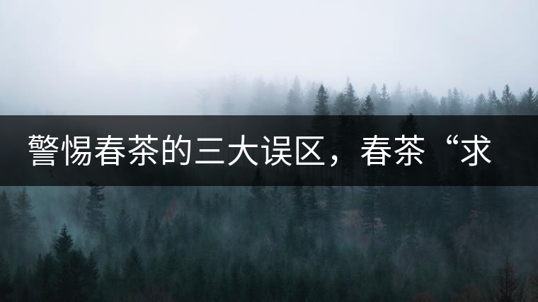 警惕春茶的三大誤區(qū)，春茶“求早”不如“求好”！