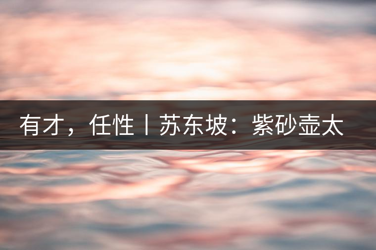 有才，任性丨蘇東坡：紫砂壺太小，不夠喝，那我就自己設(shè)計一款