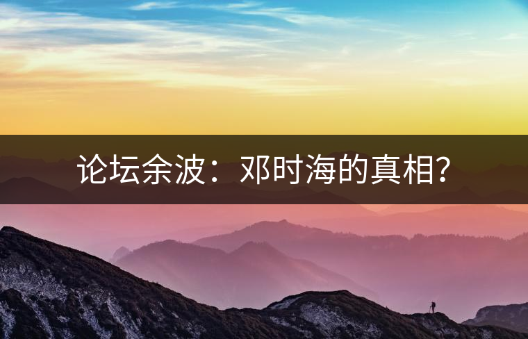 論壇余波：鄧時海的真相？