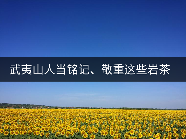 武夷山人當(dāng)銘記、敬重這些巖茶功臣