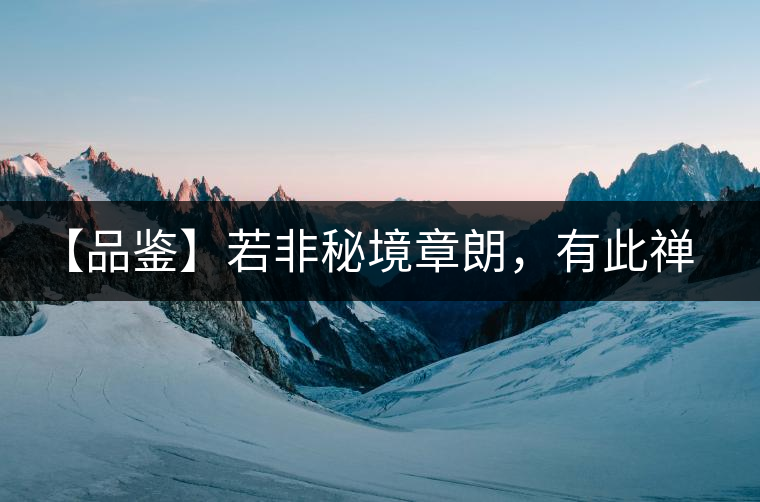 【品鑒】若非秘境章朗，有此禪茶一味