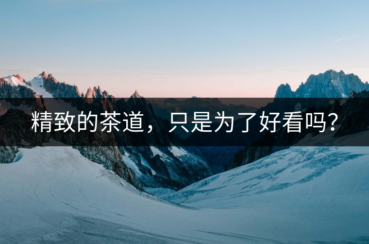 精致的茶道，只是為了好看嗎？