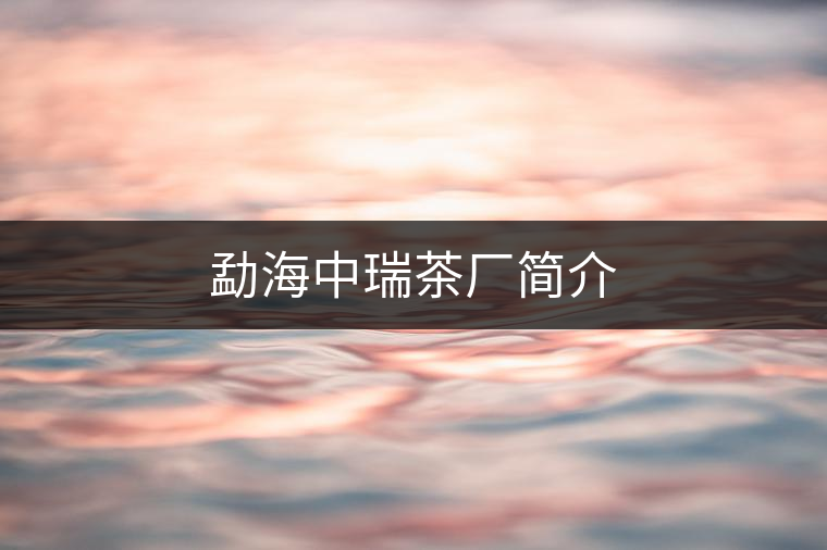 勐海中瑞茶廠簡介 勐海中瑞茶廠簡介