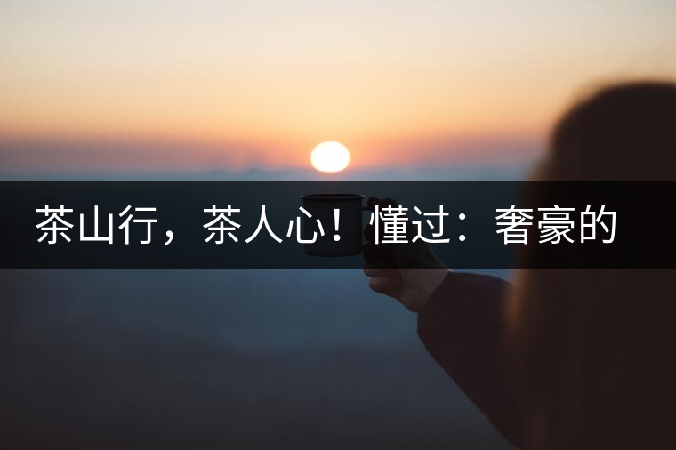 茶山行，茶人心！懂過：奢豪的性價(jià)比之王