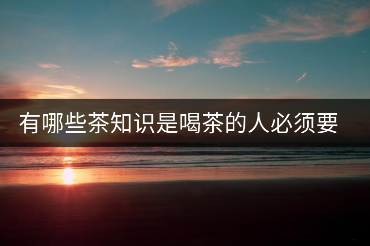 有哪些茶知識是喝茶的人必須要懂的？