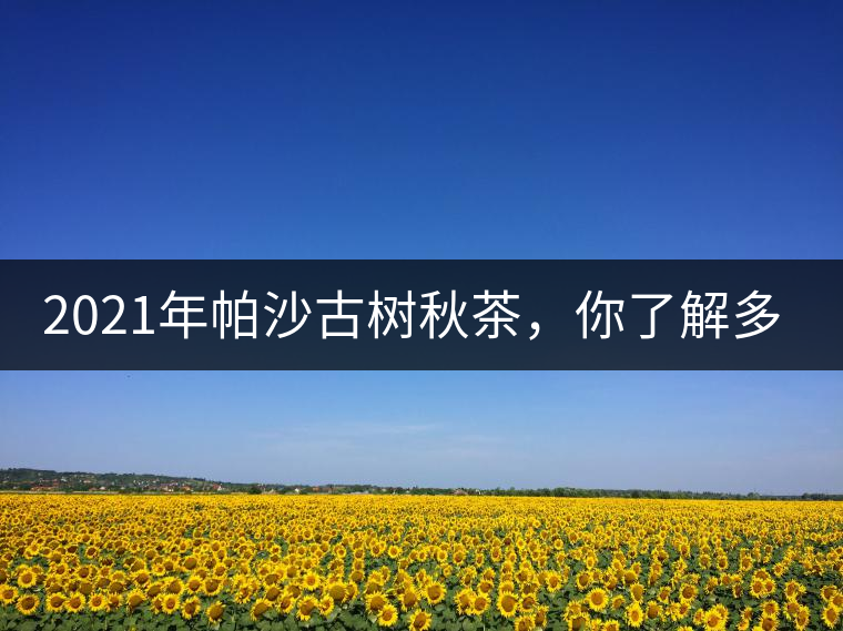 2021年帕沙古樹秋茶，你了解多少？