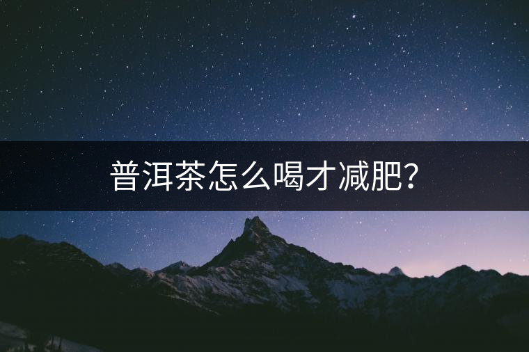 普洱茶怎么喝才減肥？