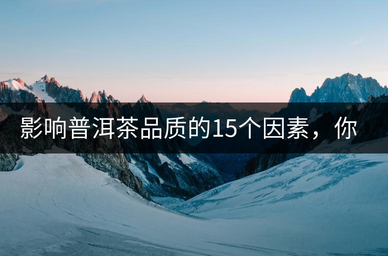 影響普洱茶品質(zhì)的15個因素，你知道幾個？